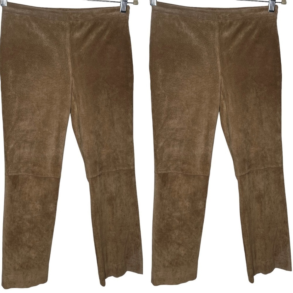Y2K Kenneth Cole NY 100% Suede Leather Russet Brown Straight Leg Slacks Size 2